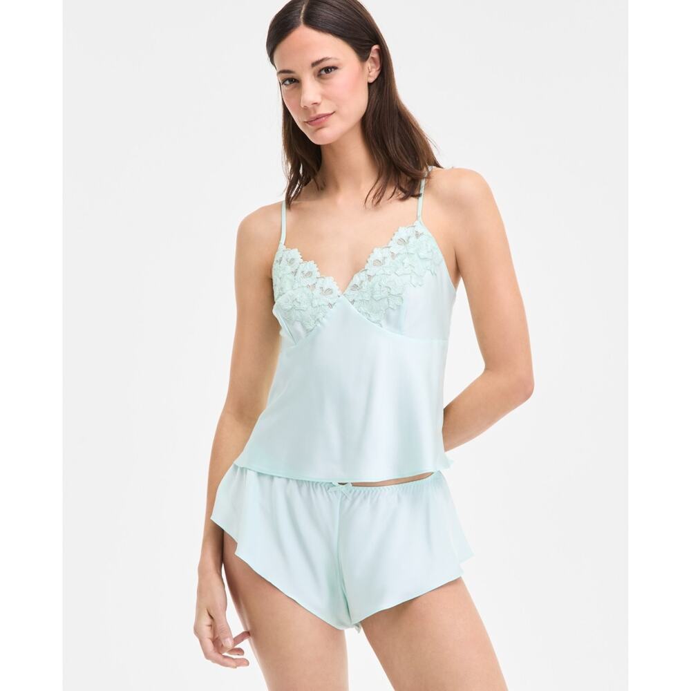INC-MMG Women's Lace-Trim Satin Cami LT/PAS GRN L NWT